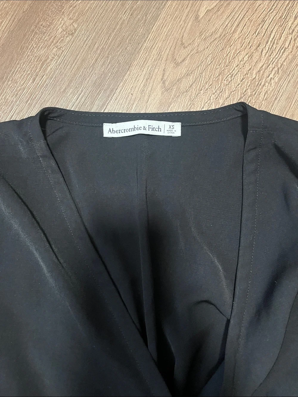 Abercrombie & Fitch Black Wrap Blouse with Side Knot